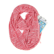 Newest Ladies Multi-use Winter Lightweight Warm Scarf Stretchy Soft Lightweight with Mixed Color Design Neck Hidden Pocket Scarf